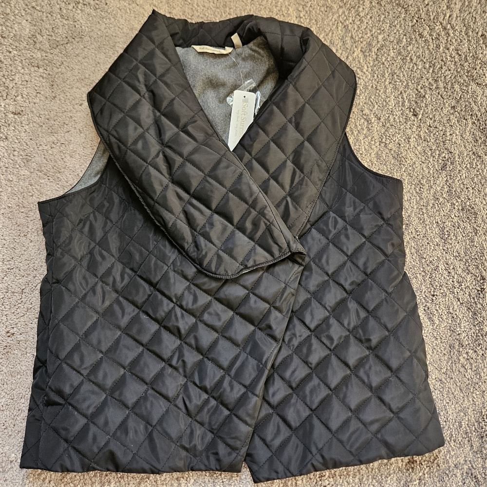 Soft Surroundings NWT New With Tags Black Crossover Snowline Puffer Vest PS
